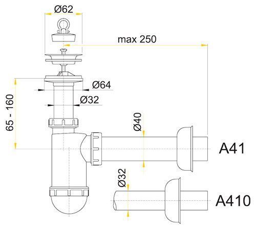 Сифон для умывальника Alcaplast A410 72333 фото