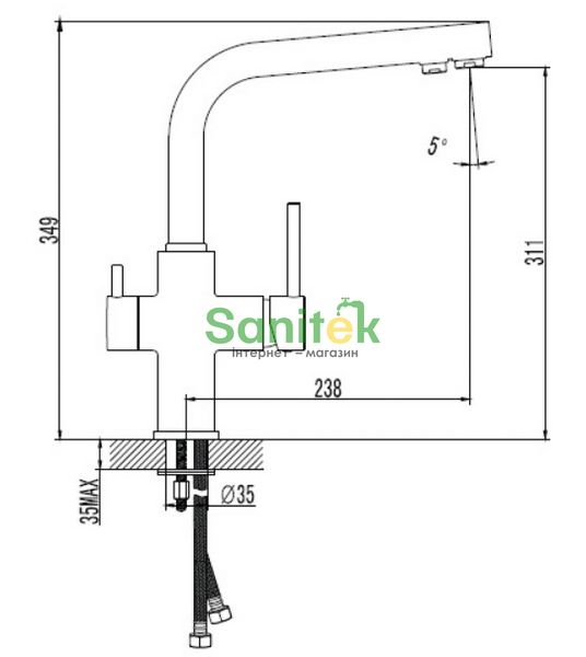 Змішувач для кухні Imprese Daicy 55009B-F з підключенням питної води (чорний) 236908 фото