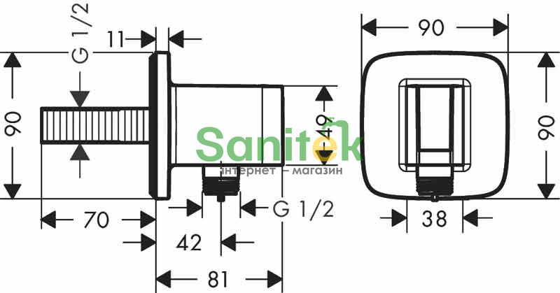 Подключение для душевого шланга Hansgrohe FixFit Q 26887700 с держателем (белый матовый) 547704 фото