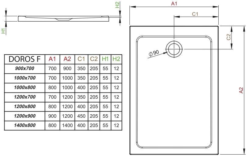 Душовий піддон Radaway Doros F 100x70 (SDRF1070-01) 265879 фото