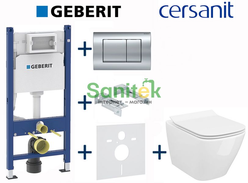 Комплект інсталяції Geberit Duofix 458.126.00.1+115.137.21.1 з унітазом Cersanit City Square Clean On з сидінням Soft Closing 696862 фото