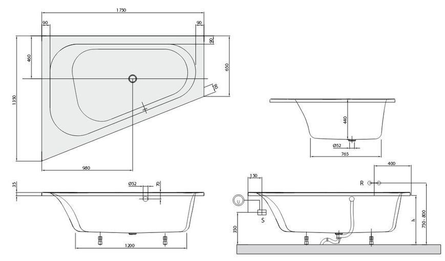 Ванна акриловая Villeroy&Boch Loop & Friends 175x135 (UBA175LFO9LIV-01) левая 152783 фото
