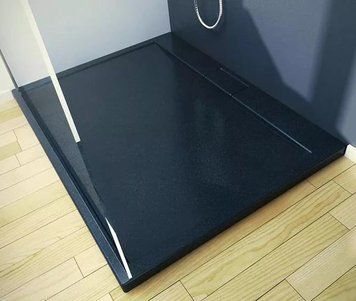Душовий піддон Besco Axim 90x90 BAX-90-KW stone effect чорний з сифоном 371296 фото