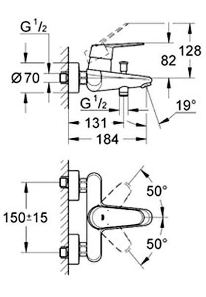 Смеситель для ванны Grohe Eurodisc Cosmopolitan 33390002 (хром) 76237 фото