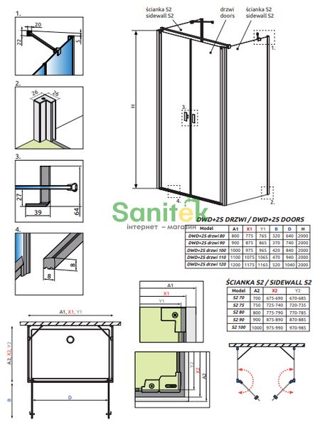 Душевая кабина Radaway Nes DWD+2S 100x70 (10035100-01-01+10040070-01-01+10040070-01-01) профиль хром/стекло прозрачное 281733 фото