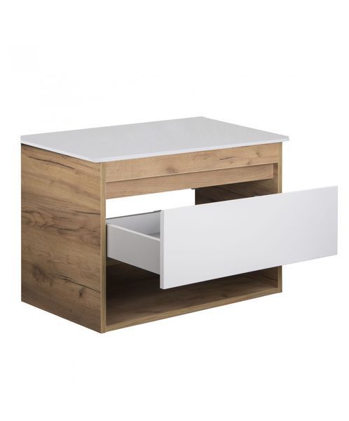 Тумба під умивальник Мойдодир Oslo Wood 80-А ST підвісна з стільницею (00-0008186) дуб крафт/біла 684187 фото