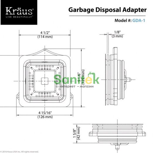 Адаптер до подрібнювача сміття Kraus GDA-1 168359 фото