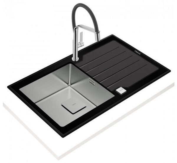 Кухонна мийка Teka Diamond 1B 1D 86 (115100011) чорне скло 328001 фото