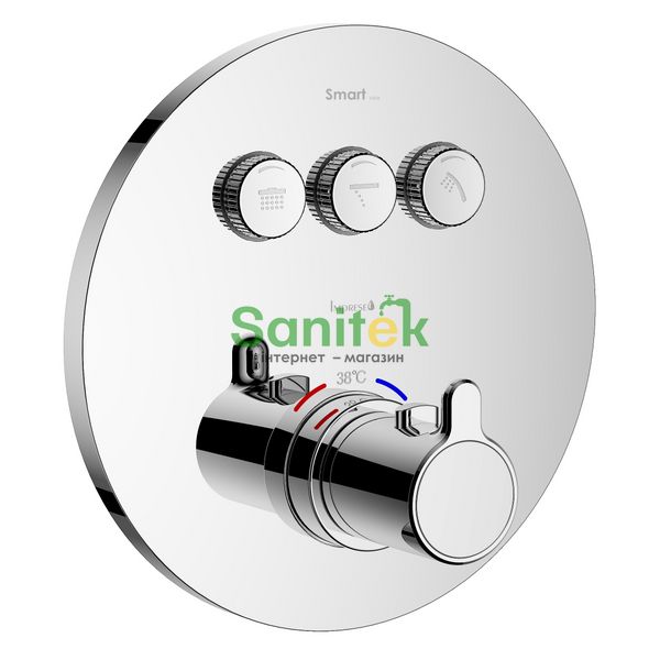 Змішувач для ванни та душу Imprese Smart Click ZMK101901233 прихованого монтажу з термостатом 3-х ходовий (хром) 682791 фото