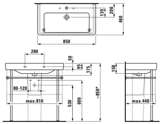 Умывальник Laufen Pro S 85x46 см (H8139650001091) 162188 фото