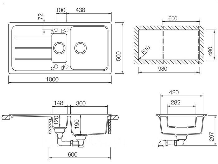 Гранитная мойка Schock Formhaus D-150 L Cristalite Croma 49 (17166049) 145839 фото