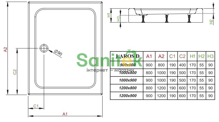 Душевой поддон Radaway Laros D Compact 100x90 (SLD91017-01) 208612 фото