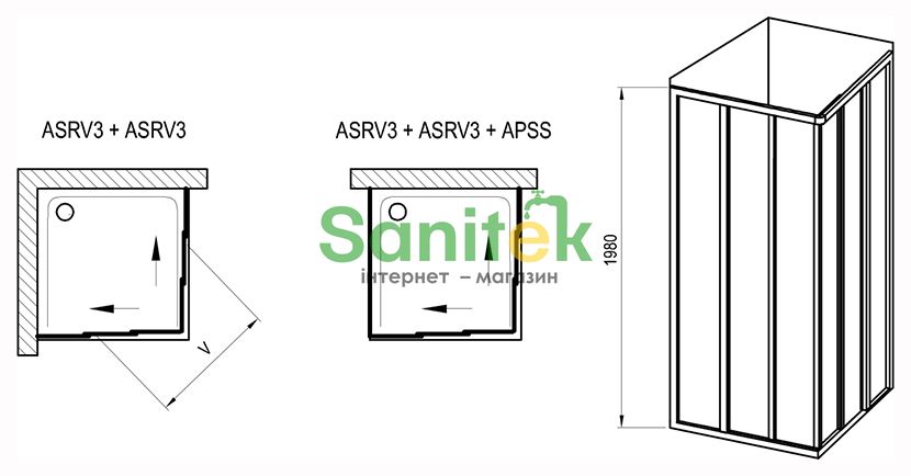 Душова кабіна Ravak Supernova ASRV3 75x75 (15V30UR2Z1+15V30UR2Z1) сатиновий профіль/скло Transparent 825899 фото