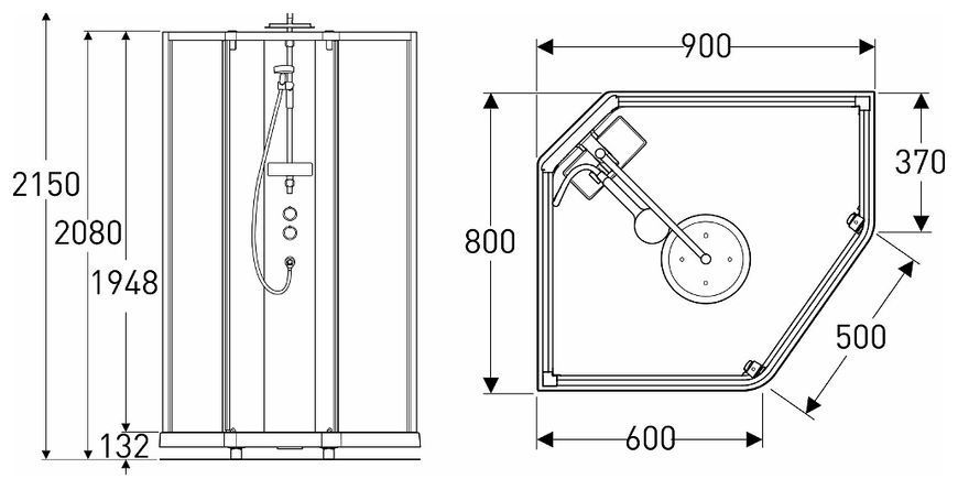 Душевая кабина Ido Showerama 10-5 Comfort 90x80 (558.237.00.1) белый профиль/стекло прозрачное/стекло матовое с поддоном 271968 фото