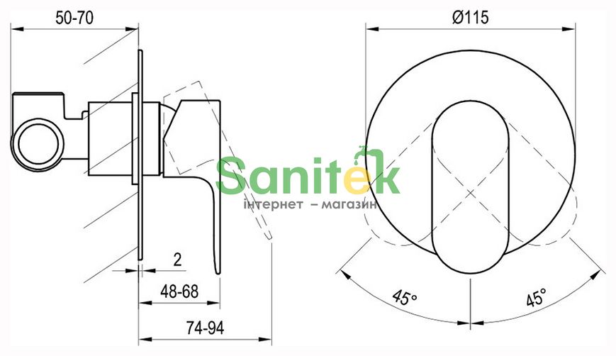 Смеситель для душа Ravak Eleganta EL 062.00CR.O1 скрытого монтажа (X070219) хром 710736 фото