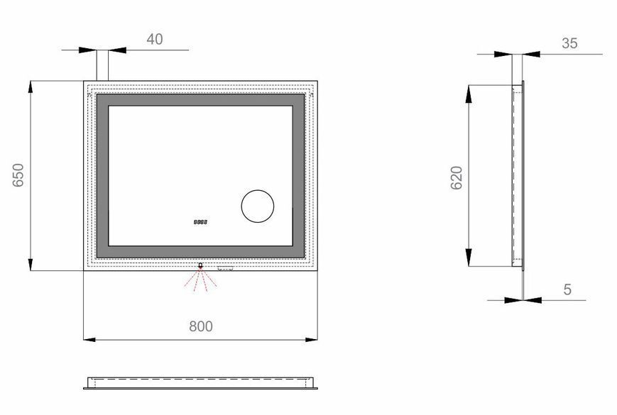 Дзеркало для ванної кімнати Sanwerk Ultra Mega 80x65см (ZU0000136) зі збільшуючим склом 159745 фото