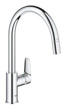 Змішувач для кухні Grohe Bau Edge 30536000 із душем (хром) 678633 фото
