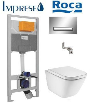 Комплект инсталляции Imprese i8120 с унитазом Roca Gap Clean Rim A34H47C000 с сиденьем Soft Closing 151166 фото