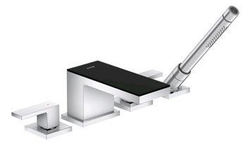 Смеситель для ванны Axor MyEdition 47430600 на 4 отверстия, glass black/хром 265046 фото