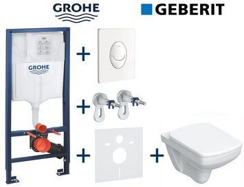 Комплект инсталляции Grohe Rapid SL 38722001 с унитазом Geberit Selnova Square Rimfree 501.961.00.1 с сиденьем Duroplast Soft Close 723622 фото