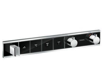 Смеситель для ванны и душа Hansgrohe RainSelect 15357600 скрытого монтажа с термостатом (чёрный-хром) 160331 фото