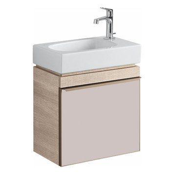 Тумба з умивальником Geberit Citterio 45 см (500.555.JI.1/500.541.01.1) бежевий дуб/сіро-коричневе скло 516914 фото