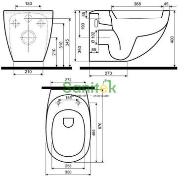 Унитаз подвесной Kolo Ego Rimfree K13122000 130885 фото