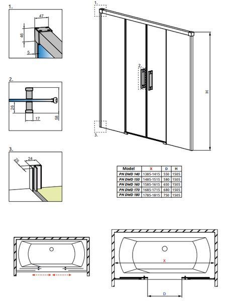 Шторка для ванны Radaway Idea PN DWD 140 (10004140-01-01) профиль хром/стекло прозрачное 281029 фото