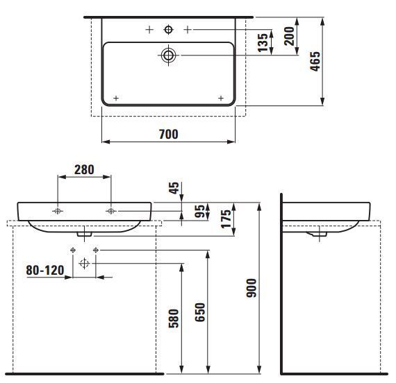 Умывальник Laufen Pro S 70x46 см (H8169674001091) с покрытием LCC 162434 фото