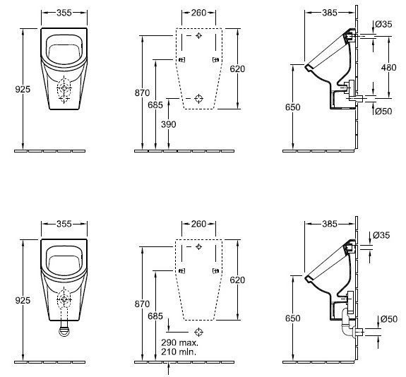 Пісуар Villeroy&Boch Omnia Architectura 55742501 з міткою та керамічною решіткою 158365 фото