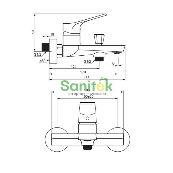 Змішувач для ванни Damixa Merkur 401000300 (чорний) 889575 фото