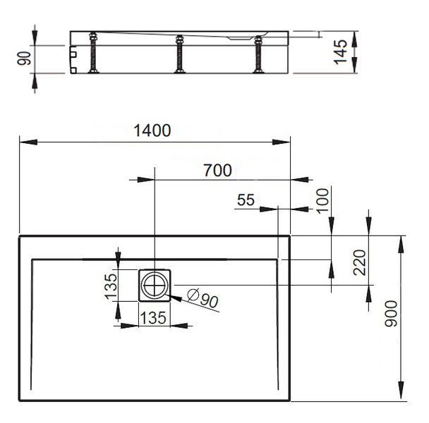 Душовий піддон Radaway Argos D 140x90 (4ADN914-02) на ніжках 208882 фото