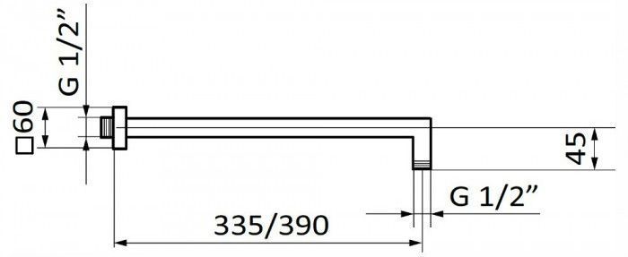 Держатель верхнего душа GRB Hydro 05025021 (330 мм) чёрный 309770 фото