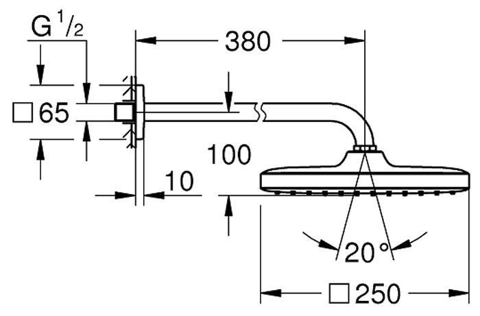 Душевая система Grohe Eurocube Tempesta 250 UA26415SC3 (26687000+26405000+35600000+24062000) хром 382882 фото