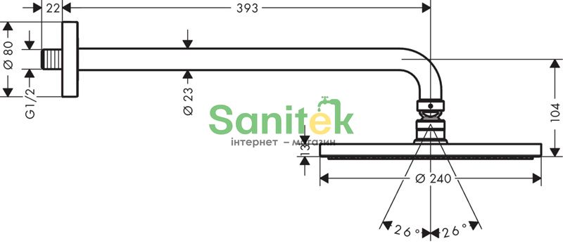 Верхній душ Hansgrohe Raindance S 240 з тримачем 27607000 265115 фото