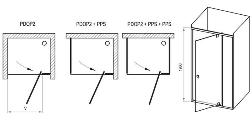 Душова кабіна Ravak Pivot PDOP2+PPS 110x90 (03GD0101Z1+90G70100Z1) білий профіль/скло Transparent 279733 фото