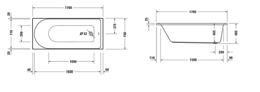 Ванна акрилова Duravit D-Neo 170x75 (700479000000000) 508412 фото