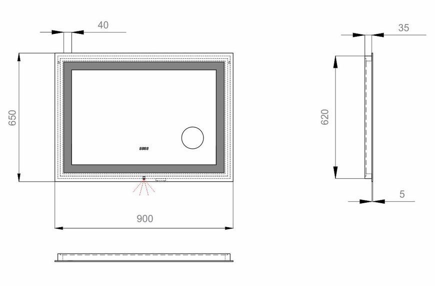 Зеркало для ванной комнаты Sanwerk Ultra Mega 90x65см (ZU0000137) с увеличительным стеклом 159746 фото
