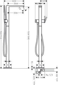 Змішувач для ванни Hansgrohe Tecturis E 73445670 напольный (чёрный матовый) 694652 фото