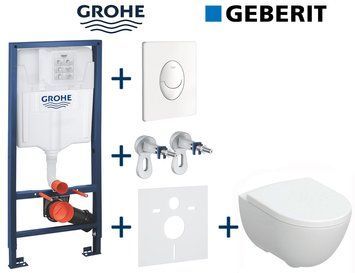 Комплект инсталляции Grohe Rapid SL 38722001 с унитазом Geberit Modo Rimfree 502.939.00.1 с сиденьем soft close 723624 фото