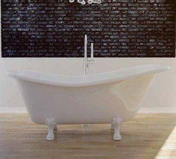 Ванна акриловая Besco Otylia 170x77 (WKO-170WO+B) отдельностоящая с белыми ножками 371565 фото