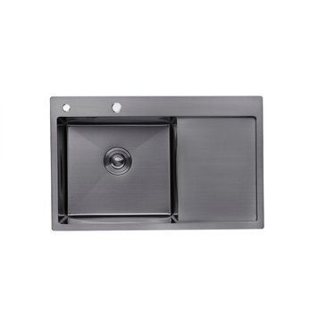 Кухонна мийка Kroner KRP Schwarze - 7849LHM PVD (чорний) 697817 фото