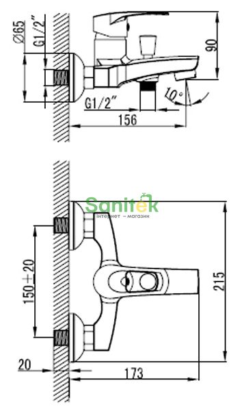 Змішувач для ванни Imprese Lidice 10095 (хром) 121001 фото