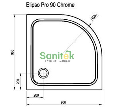 Душовий піддон Ravak Elipso Pro-90x90 Chrome (XA247701010) напівкруглий 116795 фото