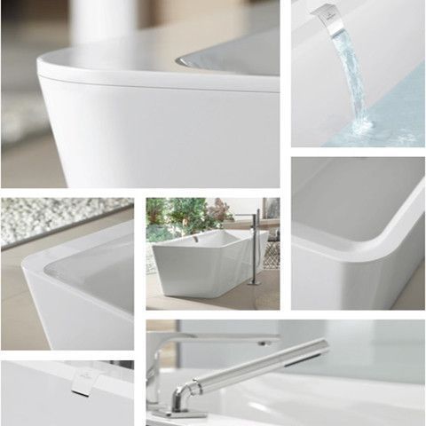 Ванна кварилова Villeroy&Boch Squaro Edge 180x80 (UBQ180SQE7PDV-96) яскраво-білий з панеллю 153097 фото