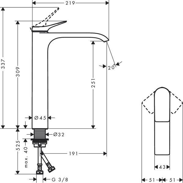 Змішувач для умивальника Hansgrohe Vivenis 250 75042000 (хром) 427967 фото