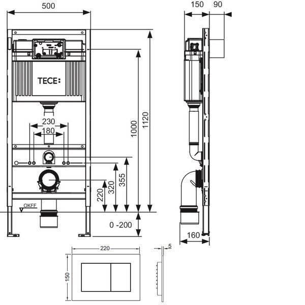 Инсталляция для унитаза Tece Base 9400401 4в1 (клавиша Now 9240407 чёрная матовая) 675396 фото
