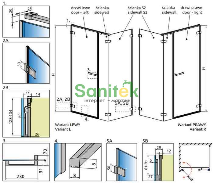 Душова кабіна Radaway Arta KDS I 120x70 L (386820-03-01L+386100-03-01L+386109-03-01) профіль хром/скло прозоре 267580 фото