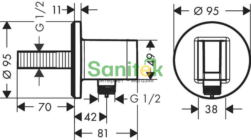 Підключення для душового шлангу Hansgrohe FixFit S 26888000 з тримачем (хром) 547705 фото