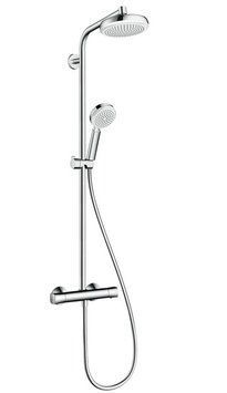 Душевая система Hansgrohe Crometta 160 1jet Showerpipe EcoSmart 27265400 с термостатом (белый/хром) 129525 фото
